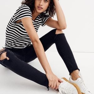 Madewell High Riser Skinny Distressed Black Jean